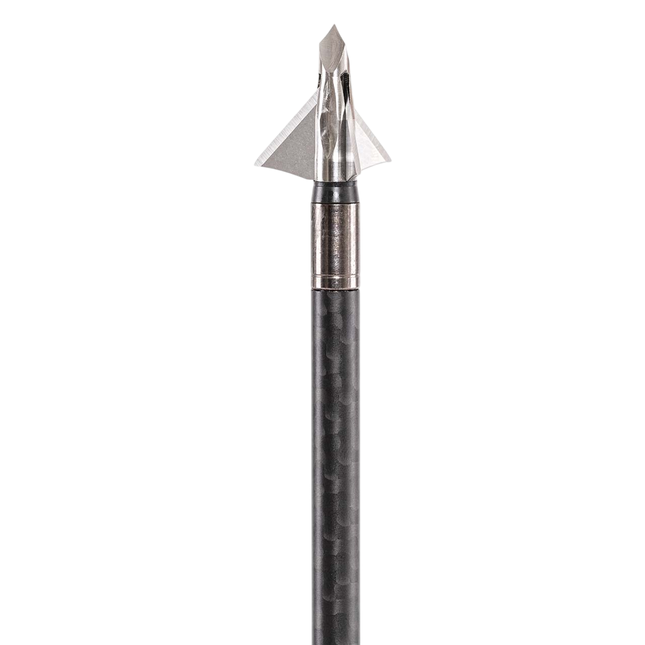 Carbon arrow broadhead tip with a sleek, aerodynamic design for precise bowhunting performance.