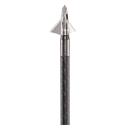 Carbon arrow broadhead tip with a sleek, aerodynamic design for precise bowhunting performance.