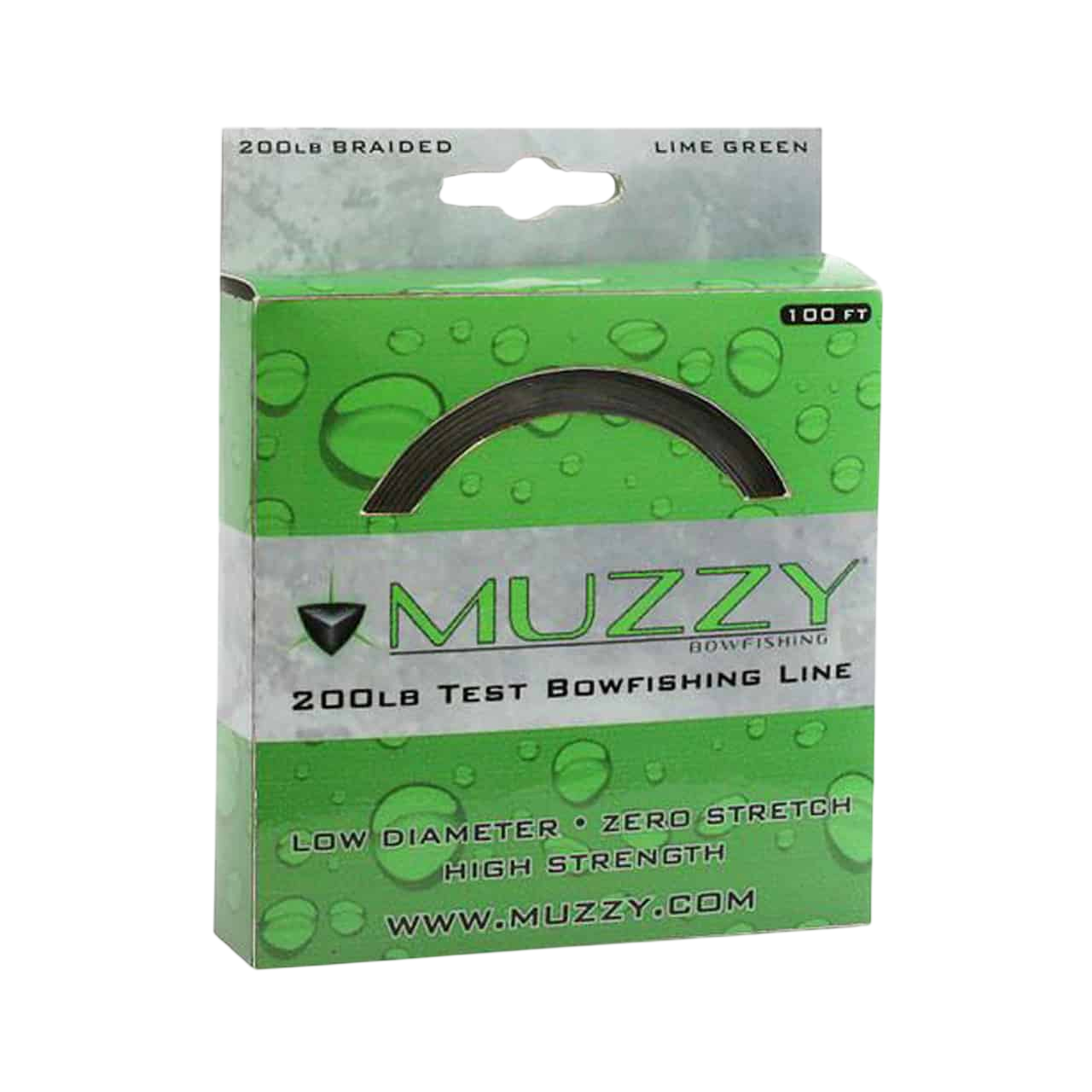 Muzzy 1078 Bow Fishing Line Lime Green 200 Braided 100' Spool