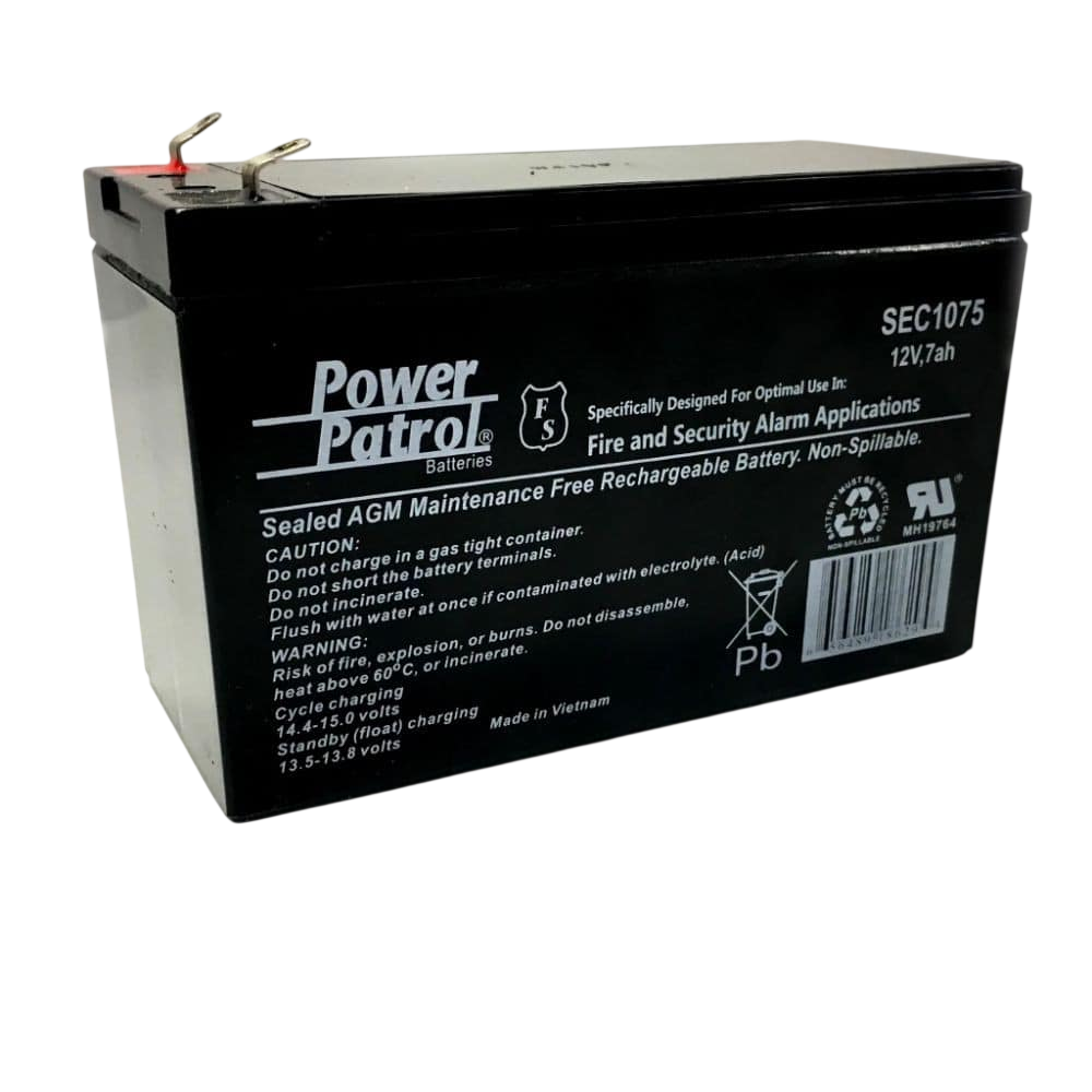 Rechargeable 12v7Ah battery.
