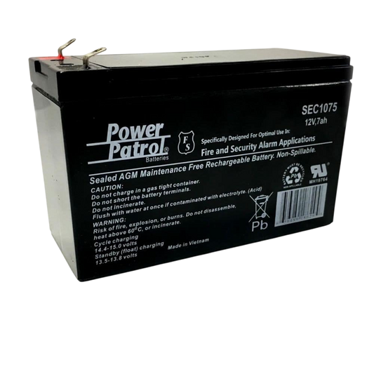 Rechargeable 12v7Ah battery.

