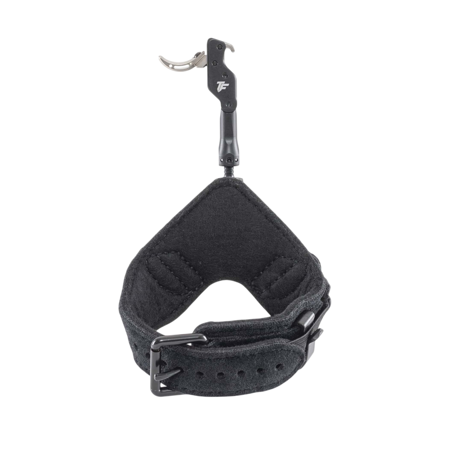 Durable archery release with adjustable strap and wrist strap for bowhunting precision.