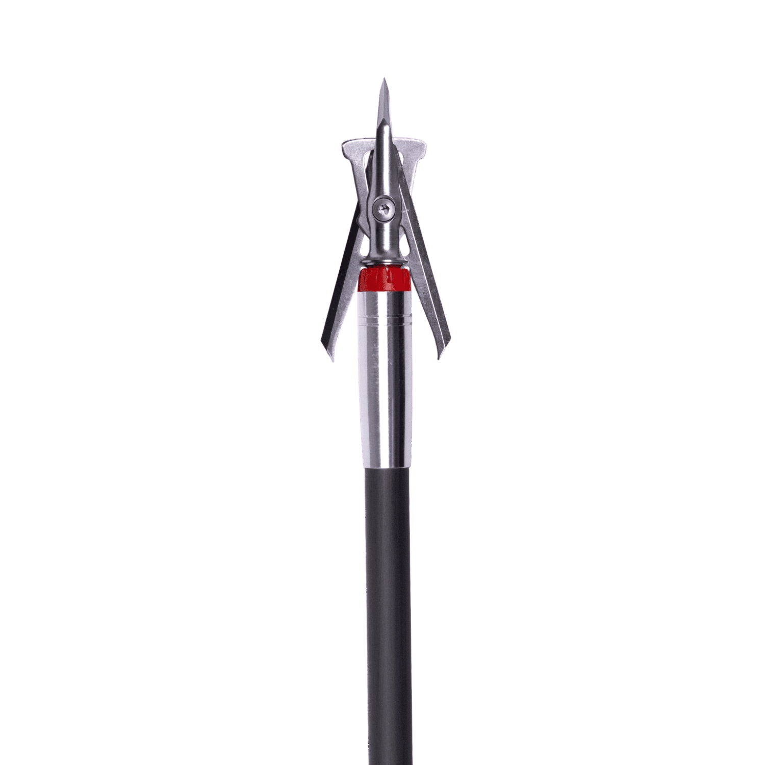 Sharp broadhead arrow tip for bowhunting and archery; high-quality steel design.