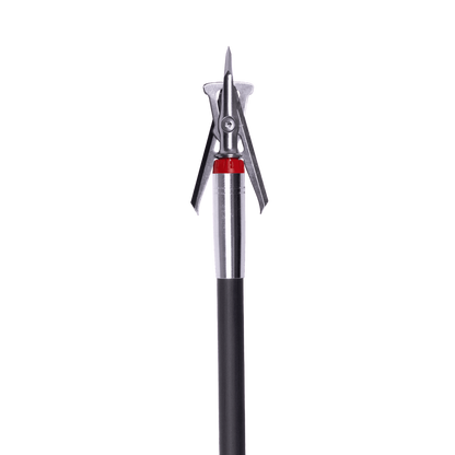Sharp broadhead arrow tip for bowhunting and archery; high-quality steel design.