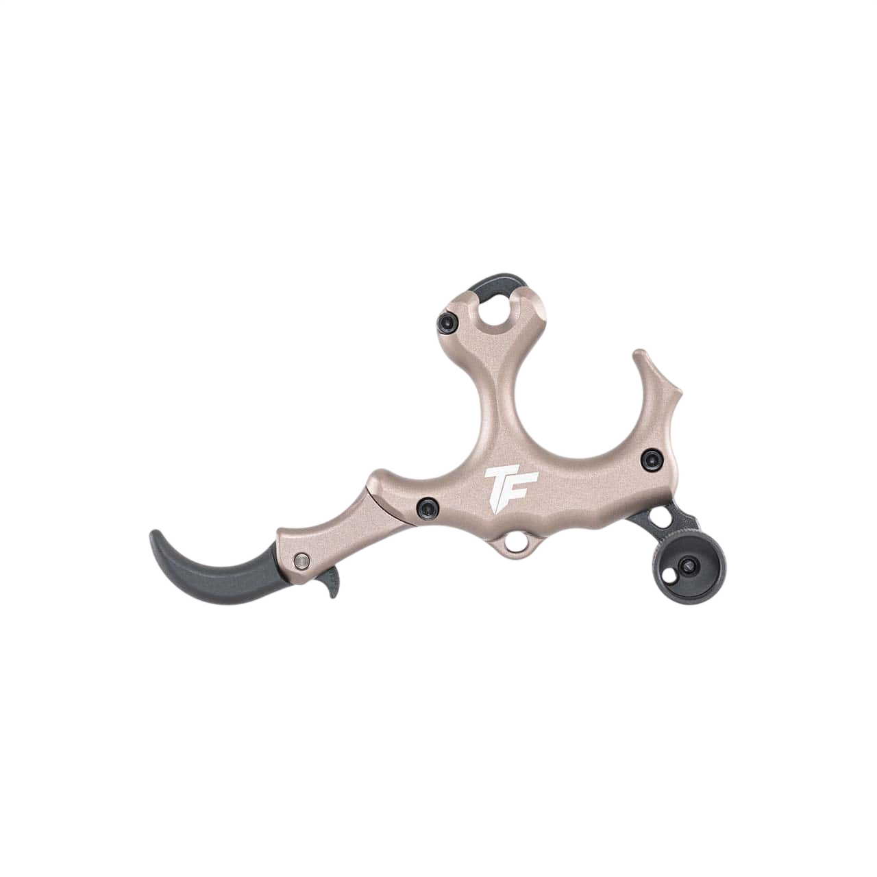 Precision archery release aid with comfortable ergonomic design for bowhunting and target shooting.