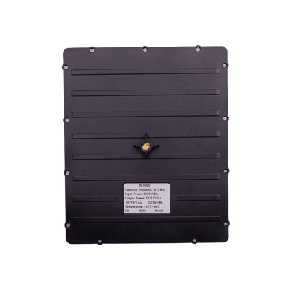 High-capacity black lithium battery pack for outdoor use, compatible with archery and hunting gear.