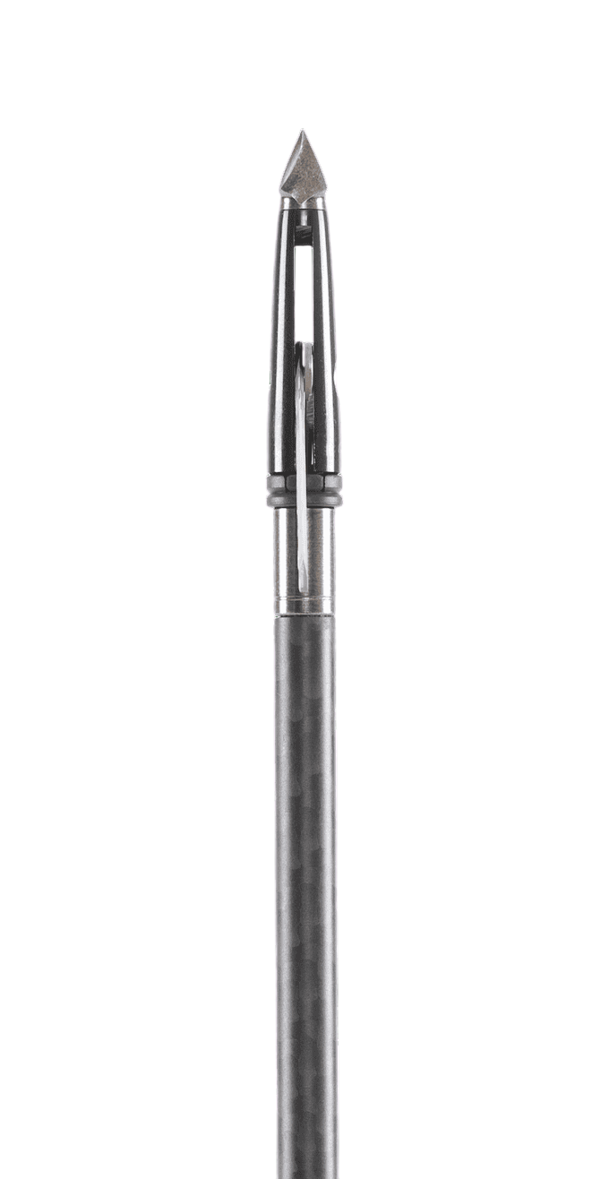 Sharp broadhead arrow tip for hunting and archery.