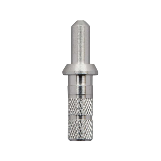 Metal bowstring nock connector for archery and bowhunting equipment.