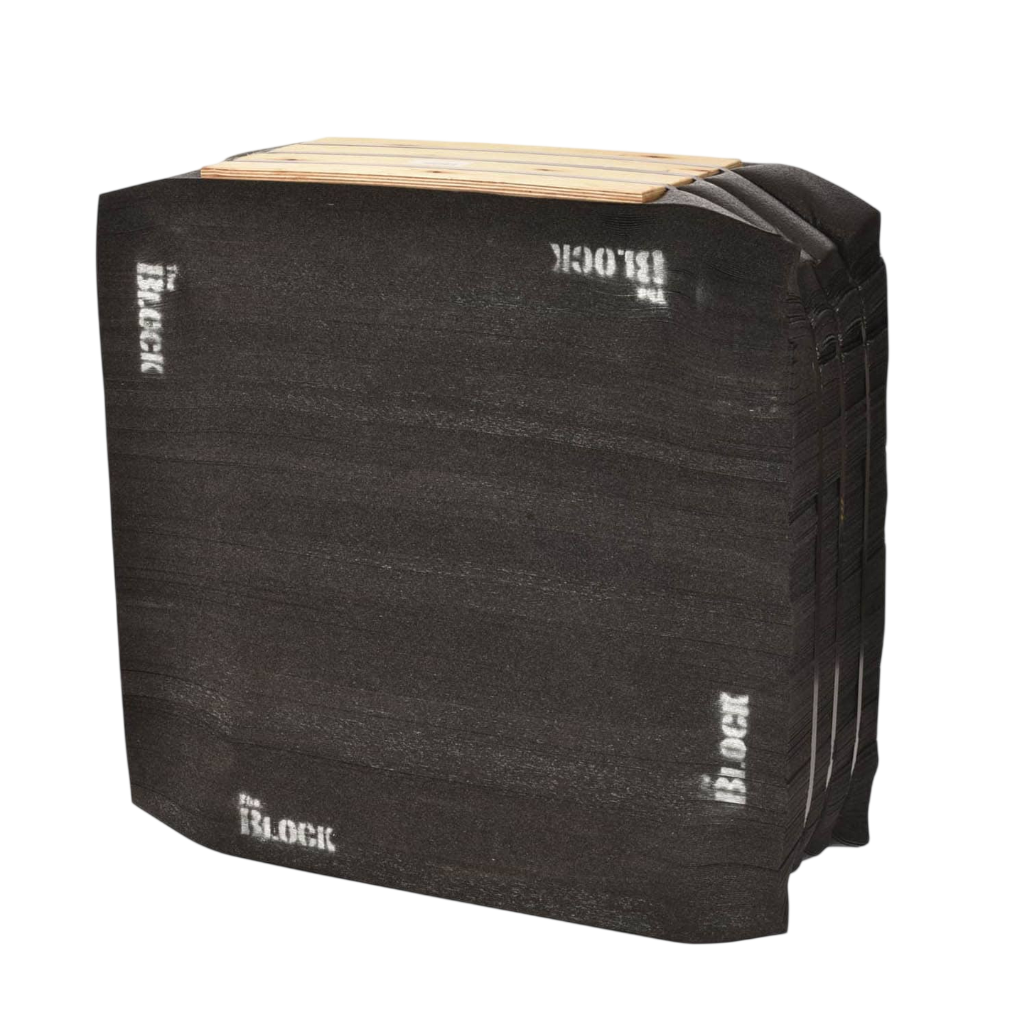 Black archery target foam block for bowhunting practice and training outdoors.