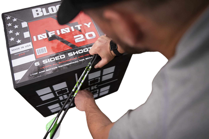 6 side shot archery arrow targets for broadheads and field points at outdoor shooting range, FeraDyne Outdoors.