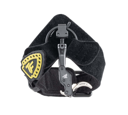 Ultralight archery wrist release with adjustable trigger for bowhunting and target shooting.