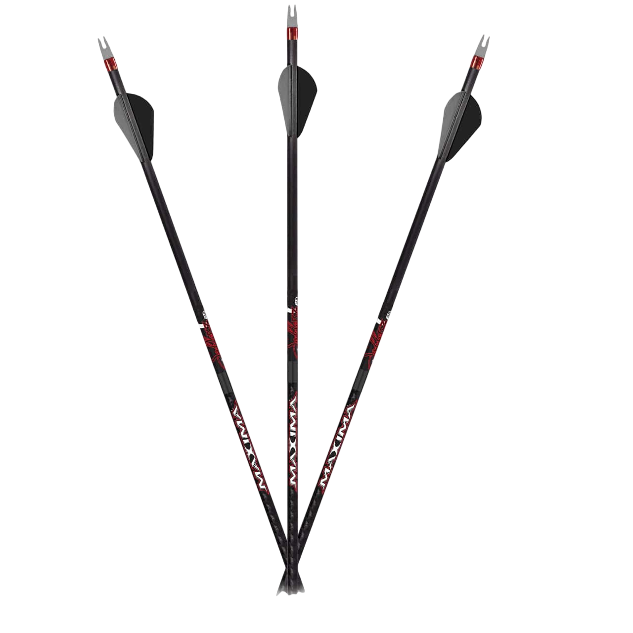 Ultra-quiet carbon hunting arrows with replaceable tips for bowhunting and archery accuracy.