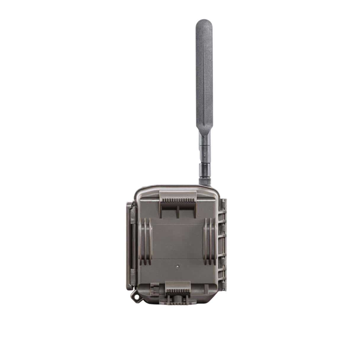 1. High-tech wildlife trail camera with antenna and adjustable settings for outdoor hunting.