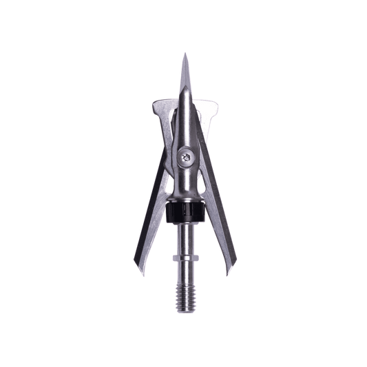 Precision mechanical broadhead sharpener with metal components and screw thread.