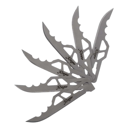 Sharp metallic broadhead arrowheads designed for archery and bowhunting.