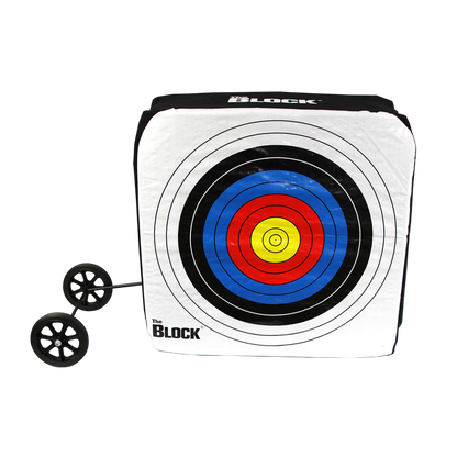 High-quality archery target with removable stand and colorful bullseye for practice.