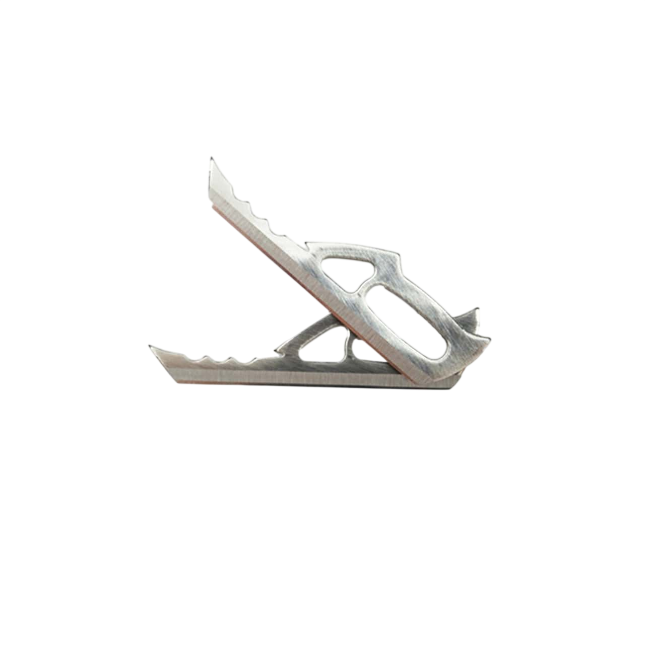 Durable metal game call trap with sharp, serrated edges for efficient animal capture.