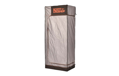 Collapsible scent control closet for bowhunting and outdoor activities.