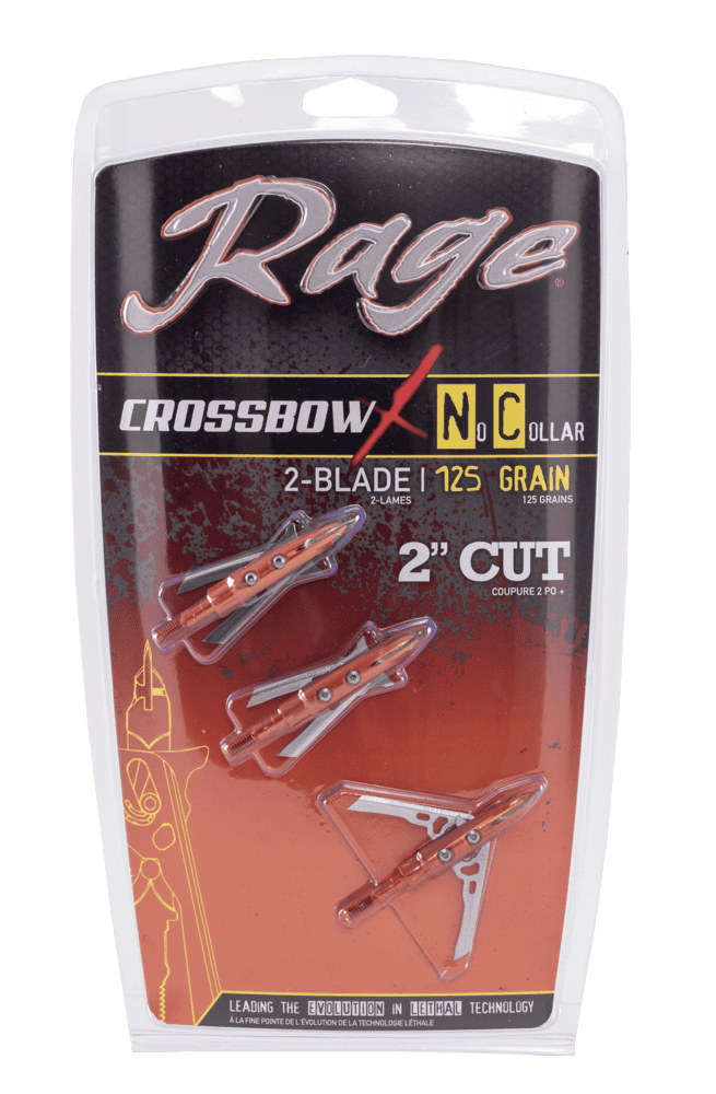 Precision archery release clips for crossbow, 2-blade, 125 grains, 2" cut, by Rage.