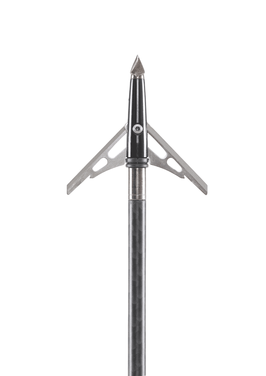 High-strength archery broadhead tip with adjustable blades for bowhunting precision.
