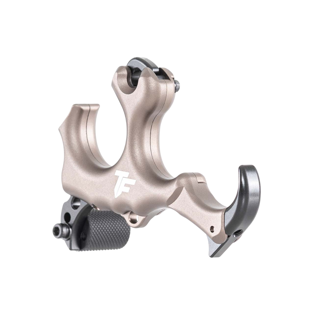 Lightweight archery release aid with adjustable trigger and ergonomic design for bowhunting and target shooting.