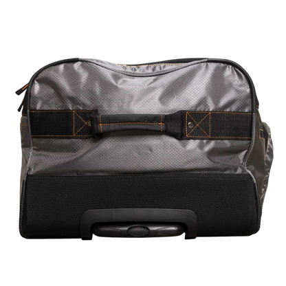1. Rugged gray and black sports duffle bag for outdoor archery and bowhunting gear.