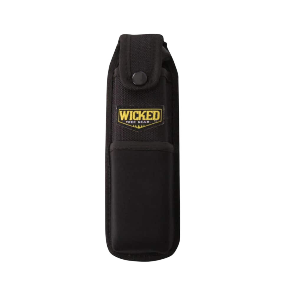Black Wicked Tree Gear arrow quiver with yellow logo for bowhunting.