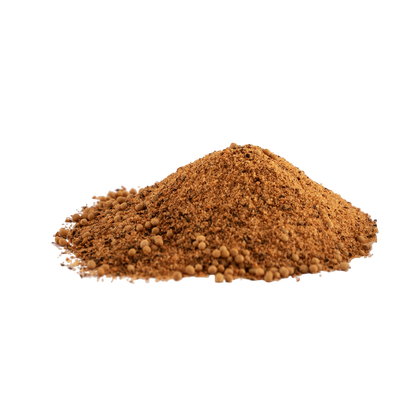 Ground cinnamon spice on white background, close-up.