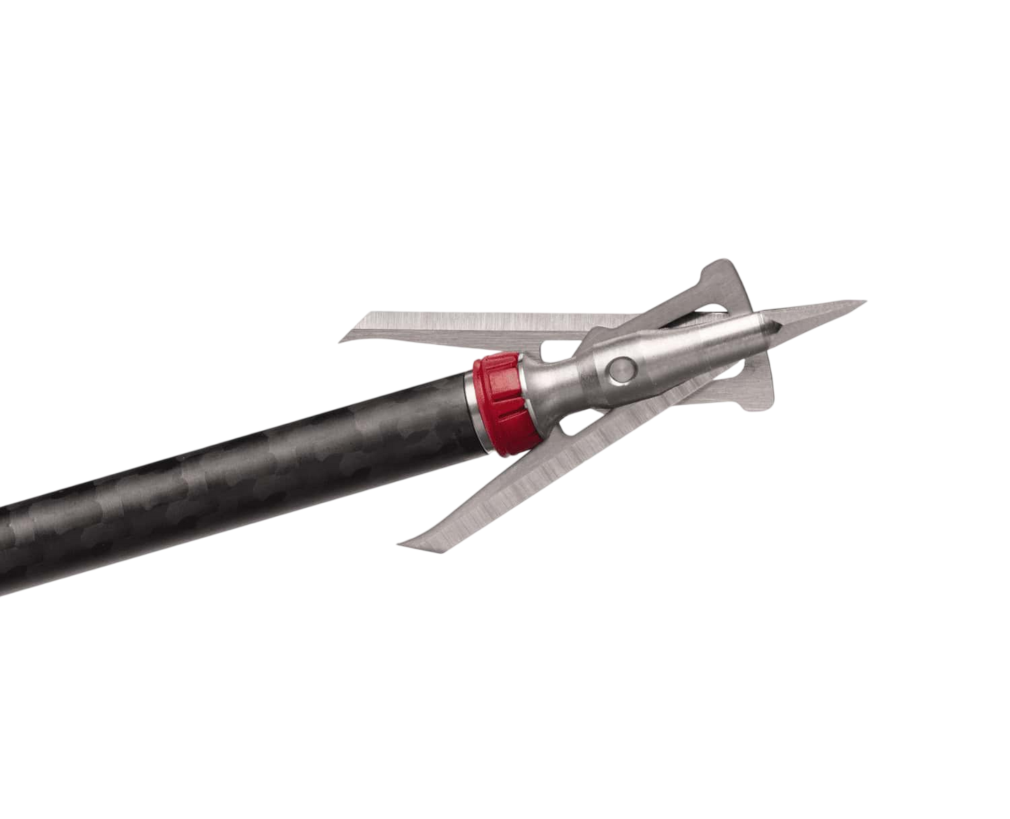 1. Precision broadhead arrow tip with carbon shaft for archery hunting and shooting.