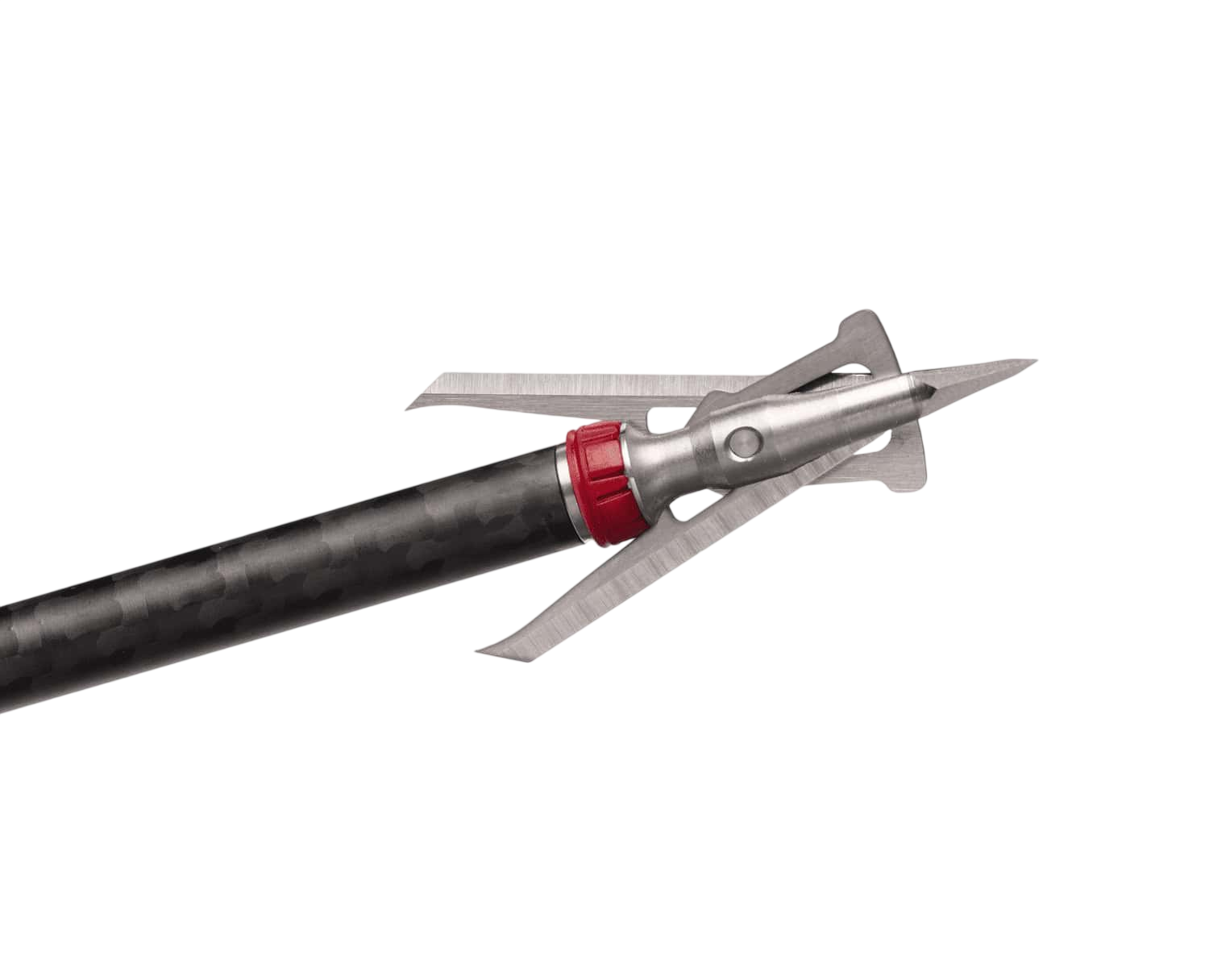 1. Precision broadhead arrow tip with carbon shaft for archery hunting and shooting.