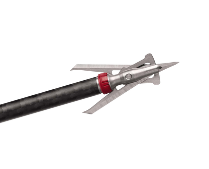 1. Precision broadhead arrow tip with carbon shaft for archery hunting and shooting.