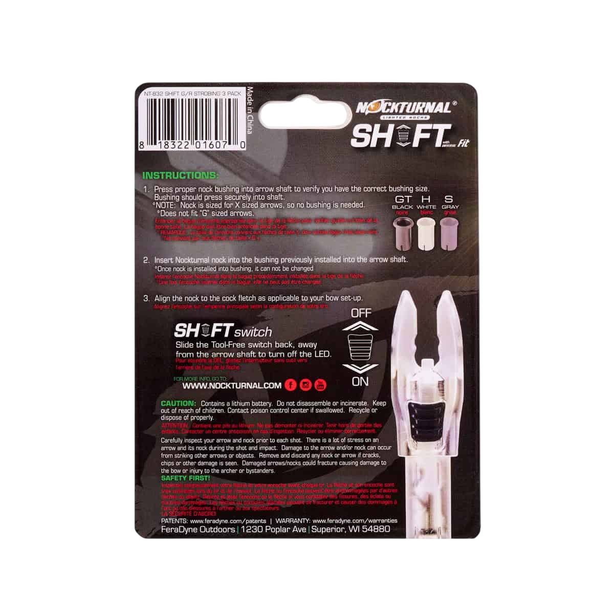 1. Nockturnal arrow nock switch for archery, LED, easy to install, fits G size arrows.