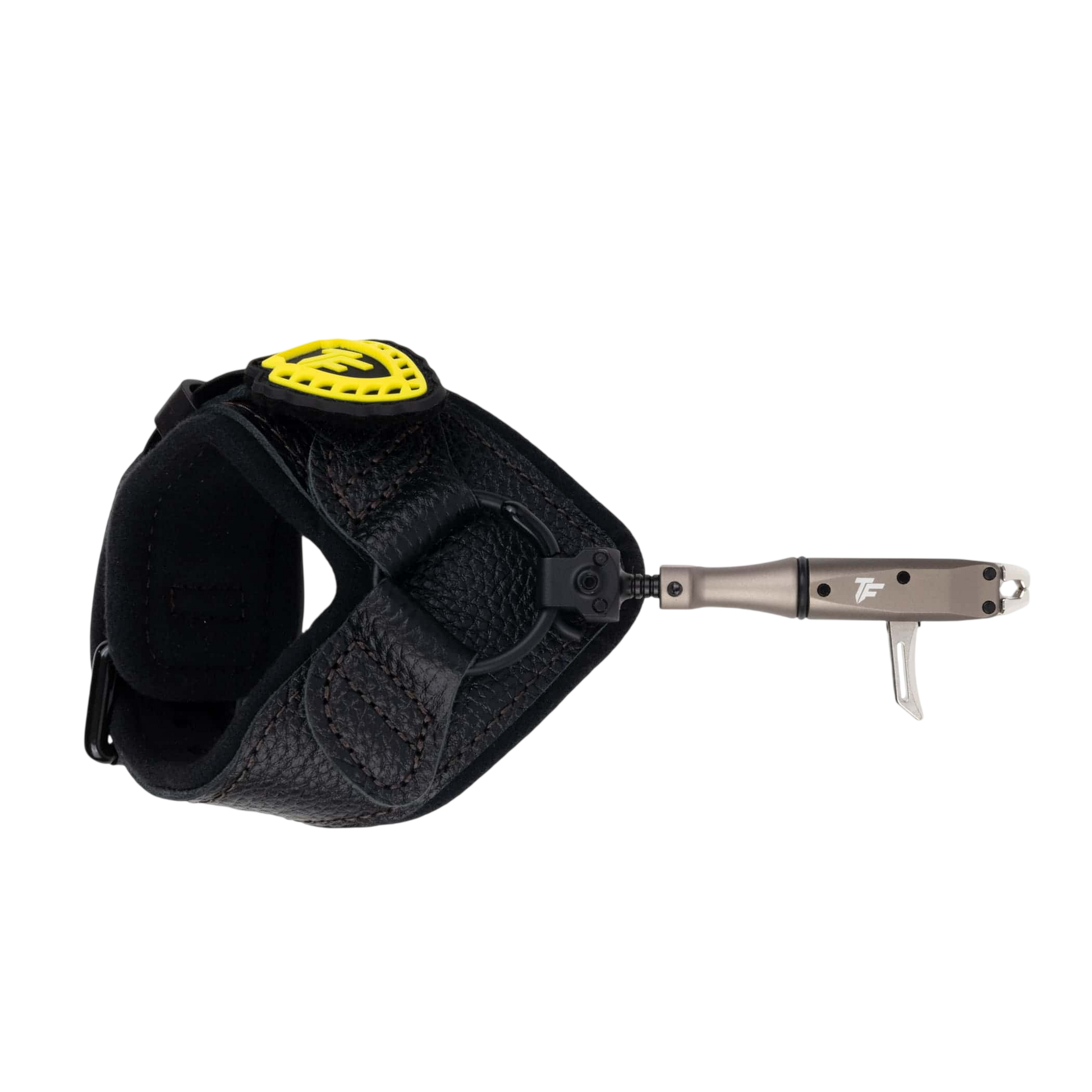 Precision archery release with adjustable trigger and ergonomic grip for bowhunting and shooting sports.