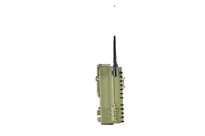 Wireless hunting trail camera with long-range antenna for outdoor game tracking.