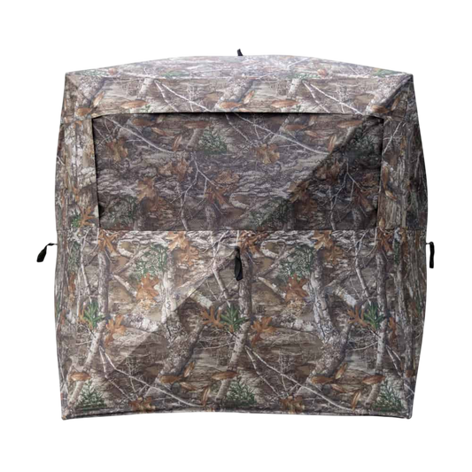 Camouflage bowhunters blind for outdoor hunting and wildlife observation.