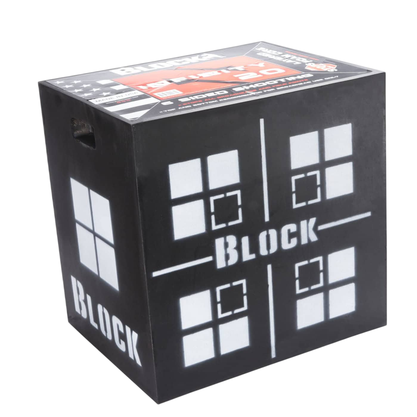 Bright illuminated archery training block with digital scoring display for shooting practice.