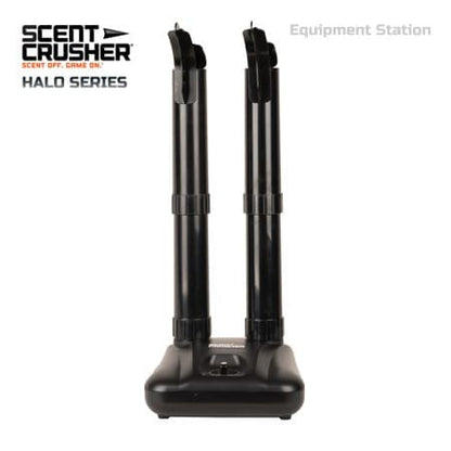 Adjustable scent crusher stand for hunting security and convenience.